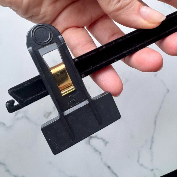 2pc Vintage Chanel Black Velvet Gold Tone CC Hardware Clothing Hangers - Picture 13 of 14